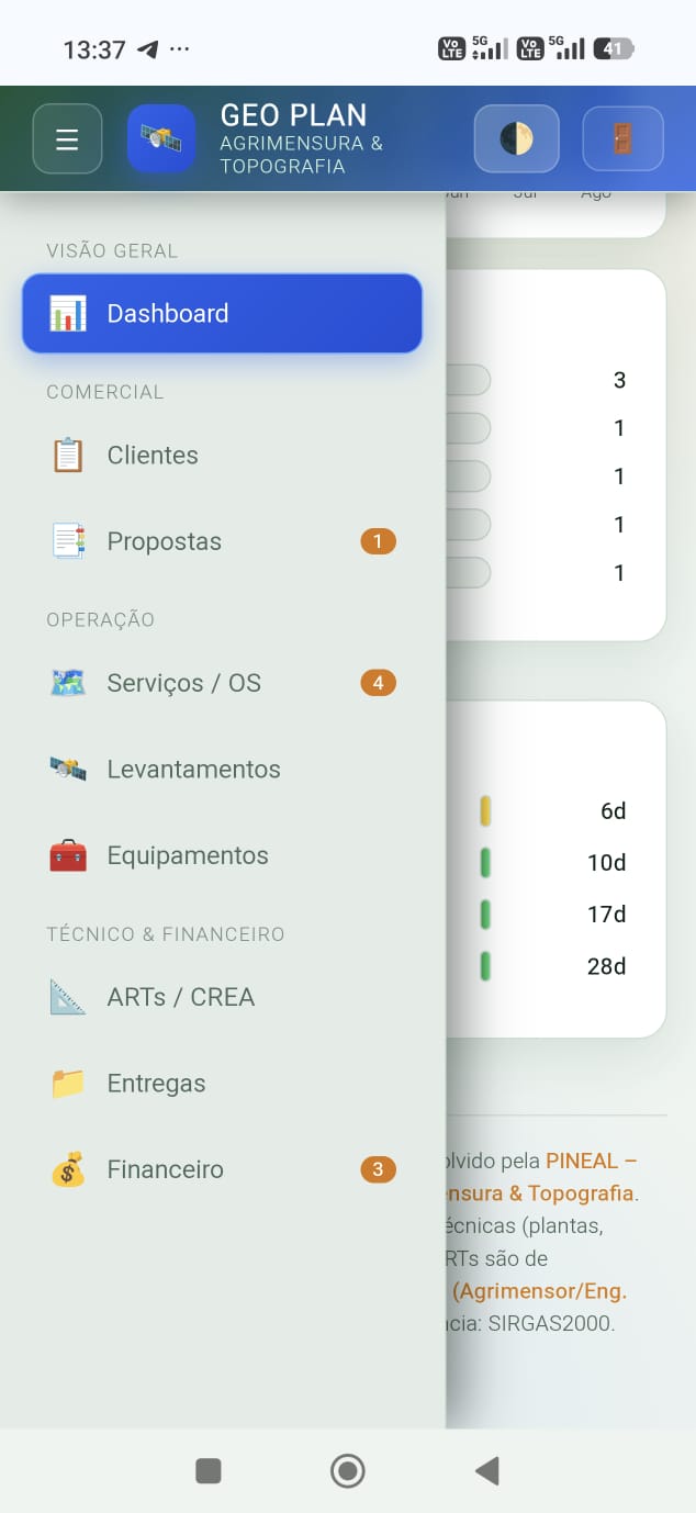 Sistema real desenvolvido pela PINEAL — captura em celular
