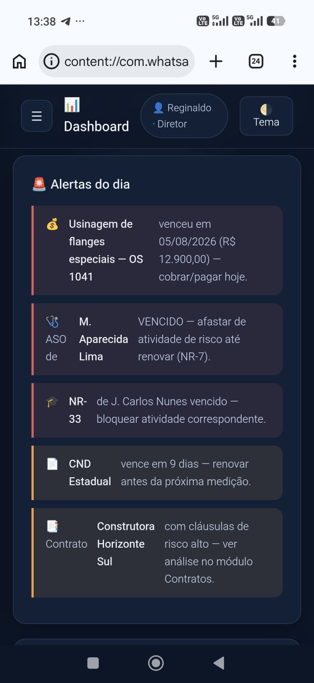 Sistema real desenvolvido pela PINEAL — captura em celular
