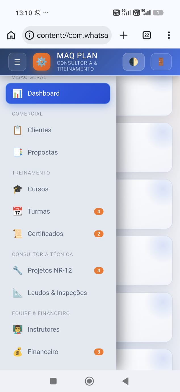 Sistema real desenvolvido pela PINEAL — captura em celular