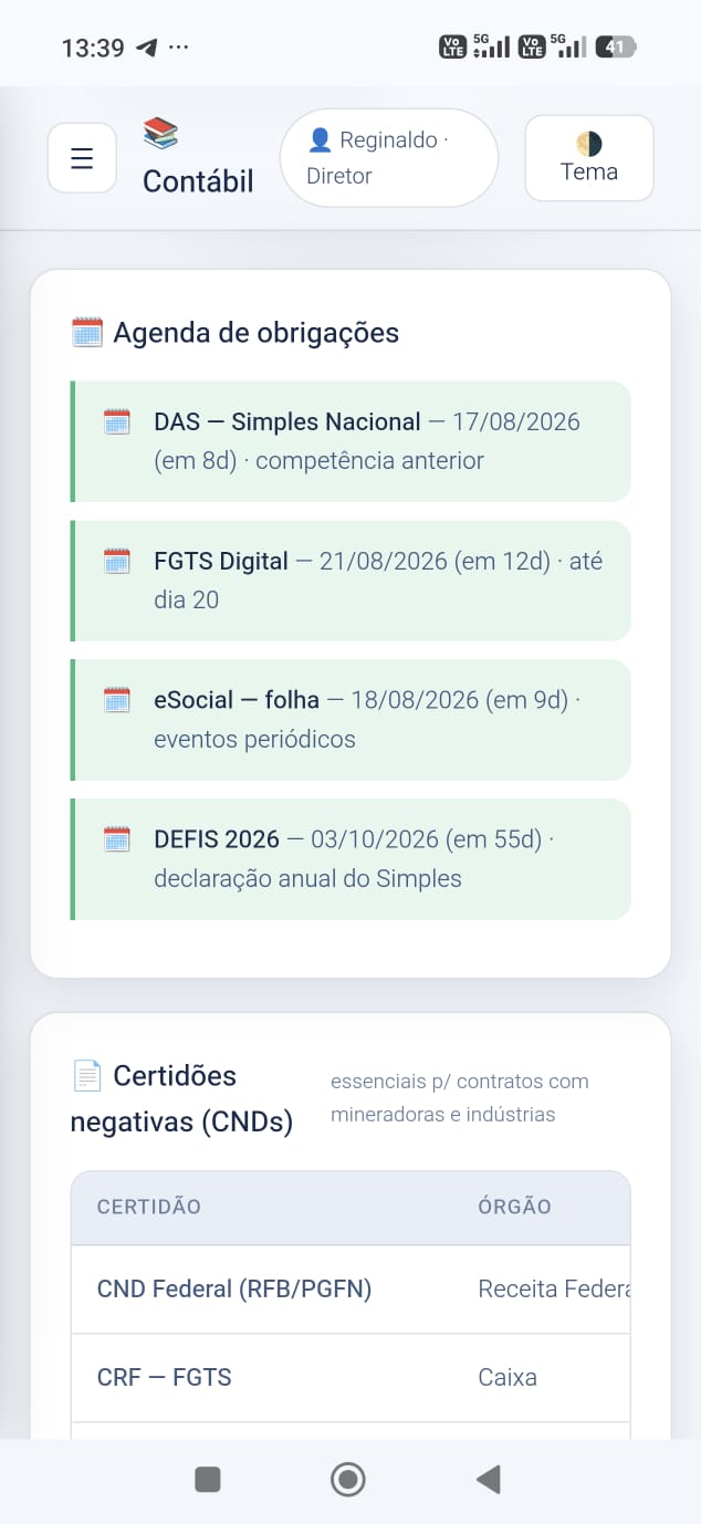 Sistema real desenvolvido pela PINEAL — captura em celular