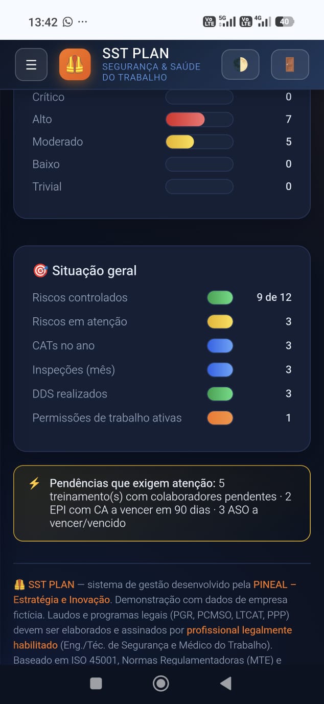 Sistema real desenvolvido pela PINEAL — captura em celular